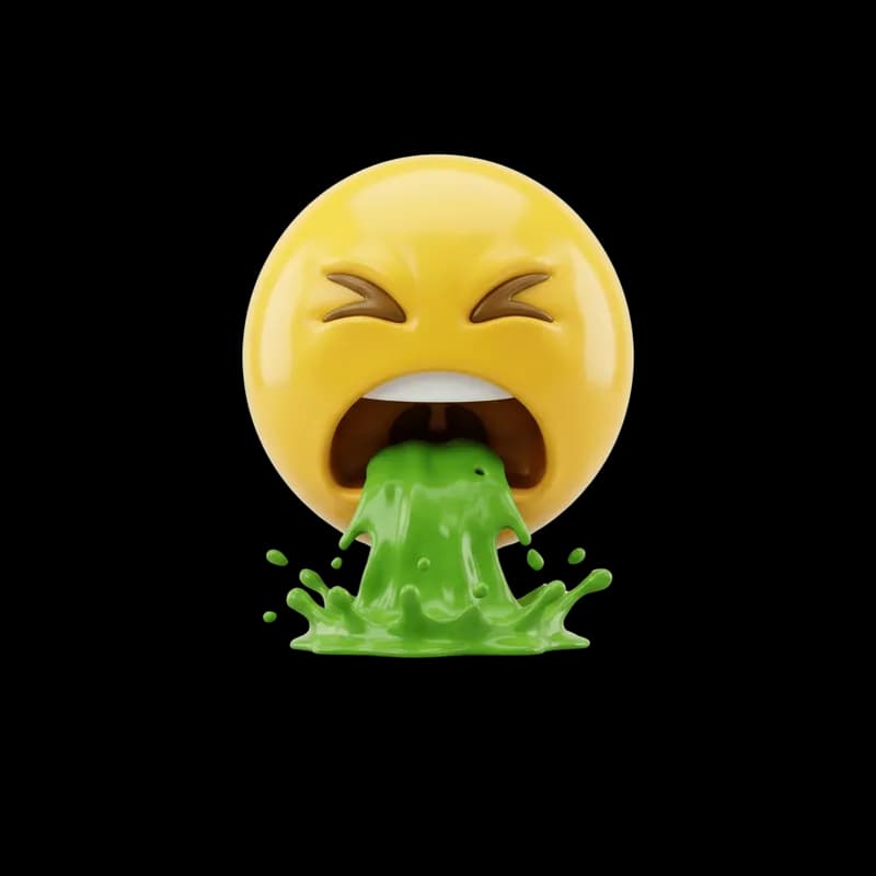 Emoji Vomitando com Líquido Verde PNG fundo transparente - Emoji Vomitando Liquid Green transparent background PNG