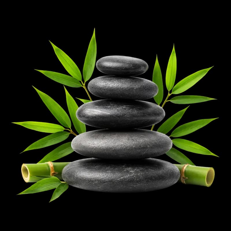 Equilíbrio e Bem-Estar: Pedras Empilhadas e Bambu PNG fundo transparente