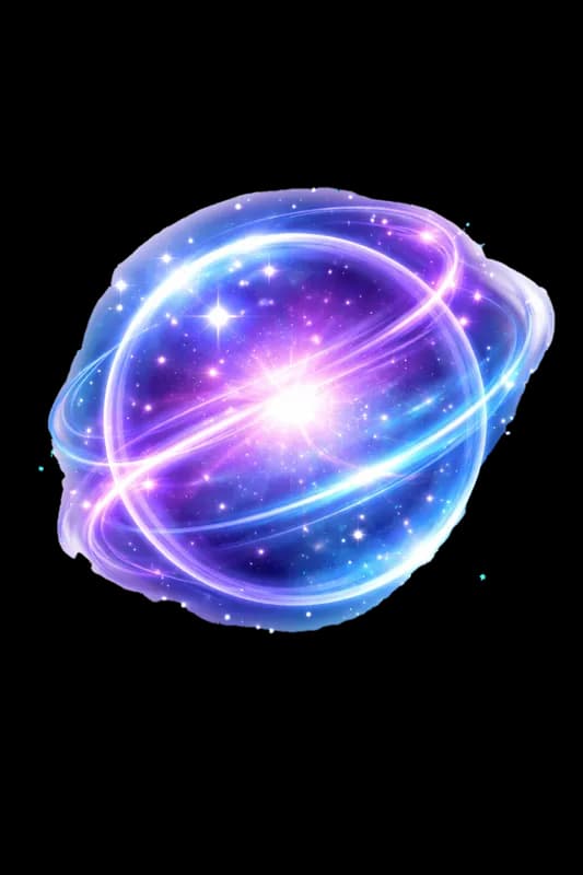 Esfera Cósmica Abstrata com Brilho Roxo e Azul PNG fundo transparente