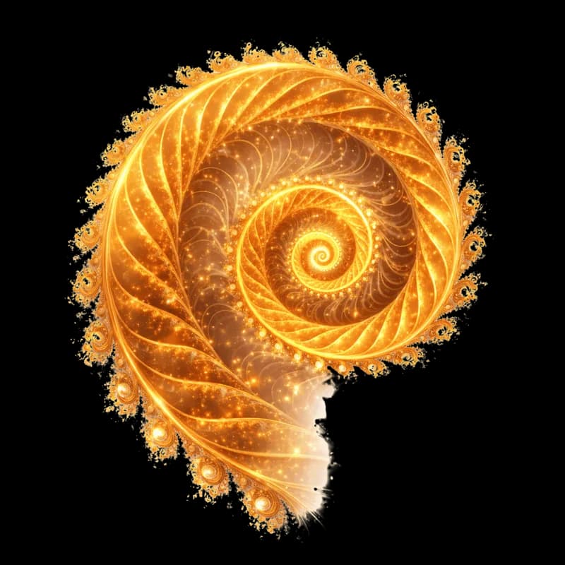 Espiral Dourada Cintilante: Fractal Hipnotizante PNG fundo transparente - Spiral Golden Sparkling Fractal Hipnotizante t