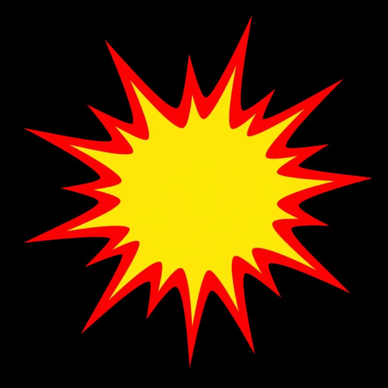 Explosão de estrela amarela e vermelha PNG fundo transparente - Yellow and red starburst explosion PNG transparent background
