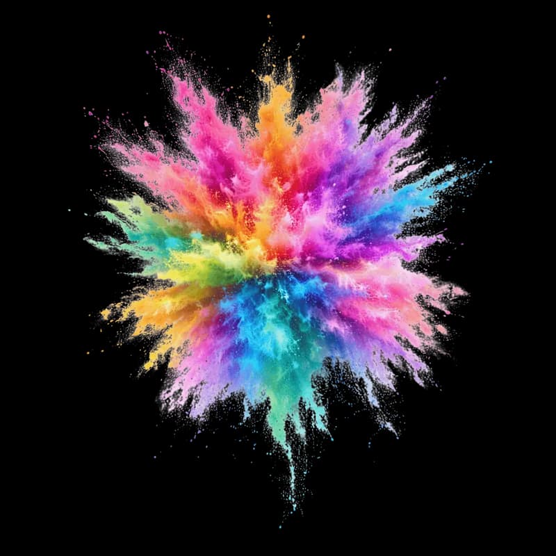 Explosão Vibrante de Pó Colorido em Fundo Preto PNG fundo transparente - Explosion Vibrant Pó Colorful Black transparent