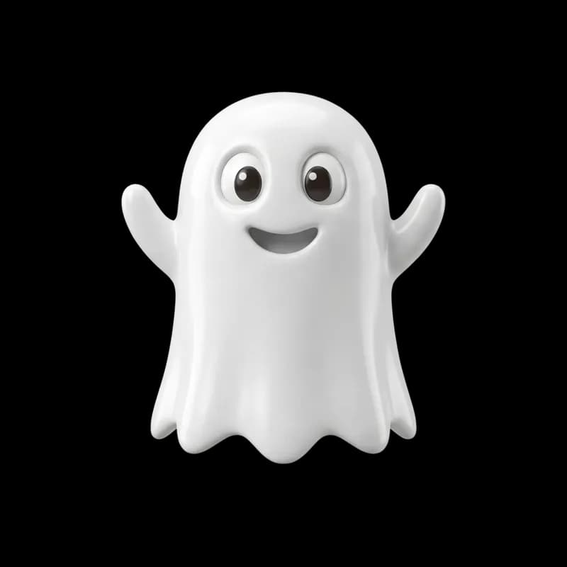 Fantasma Branco Amigável 3D PNG fundo transparente - Ghost White Amigável 3d transparent background PNG