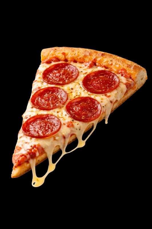 Fatia de Pizza de Calabresa com Queijo Derretendo PNG fundo transparente