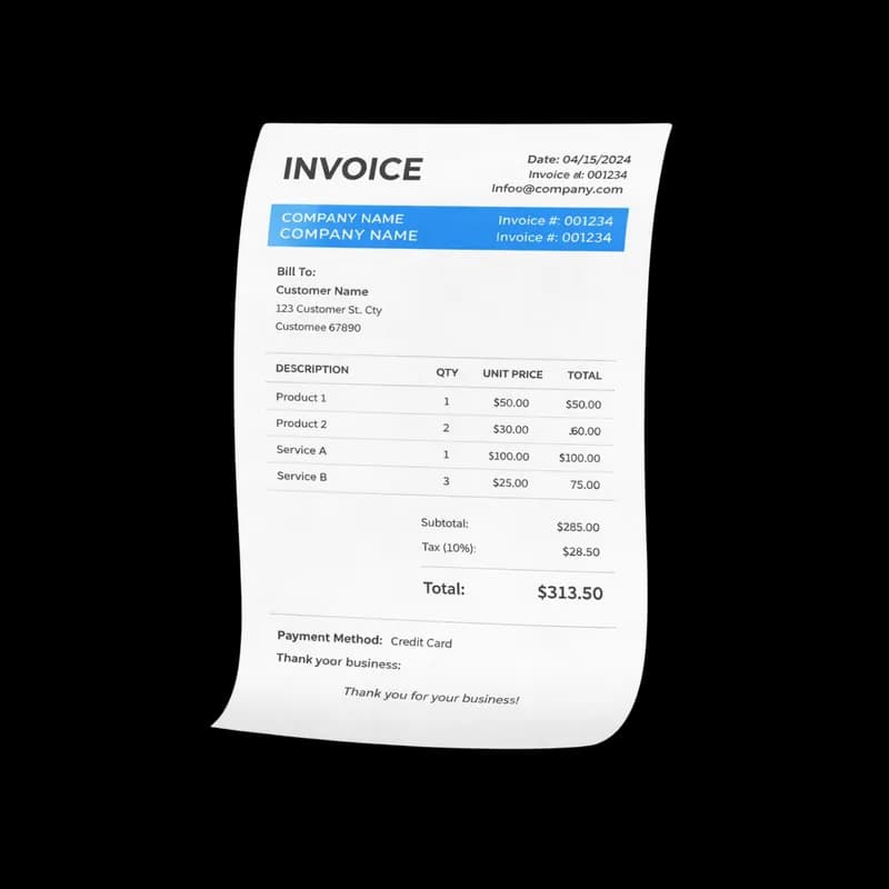 Fatura Modelo PNG fundo transparente - Invoice Template transparent background PNG