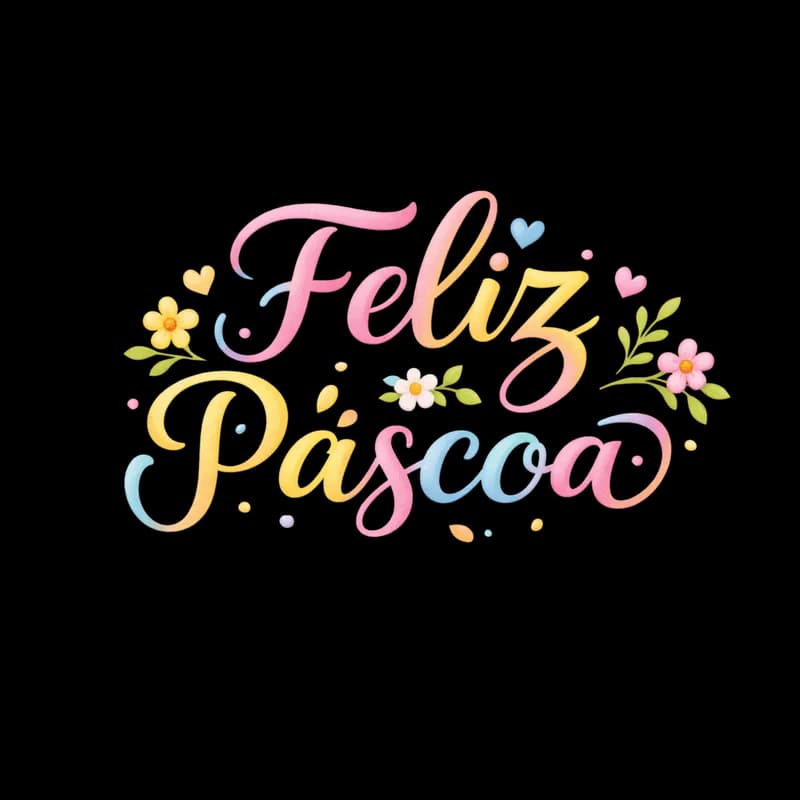 Feliz Páscoa PNG fundo transparente com flores e corações - Happy Easter PNG transparent background with flowers and hearts