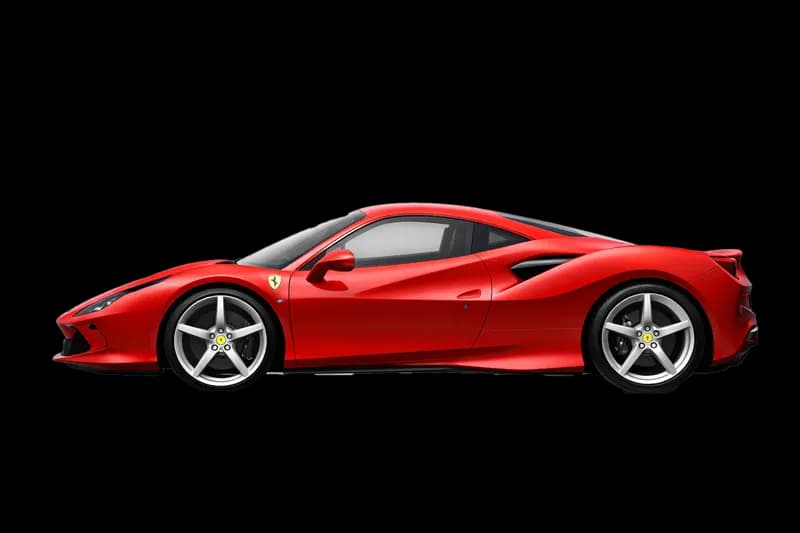 Ferrari Vermelha F8 Tributo Esportiva em Perfil PNG fundo transparente