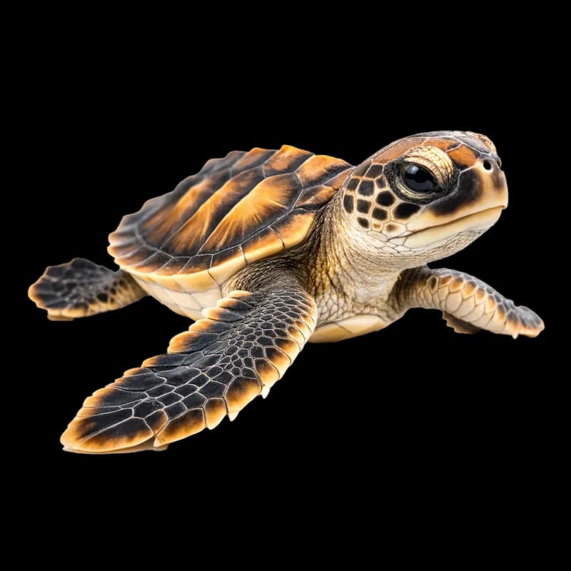 Filhote de tartaruga-marinha em fundo branco PNG fundo transparente