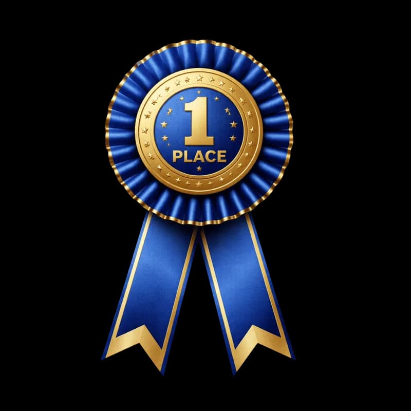 Fita de Primeiro Lugar Azul e Dourada PNG fundo transparente - Ribbon Primeiro Lugar Blue Golden transparent background