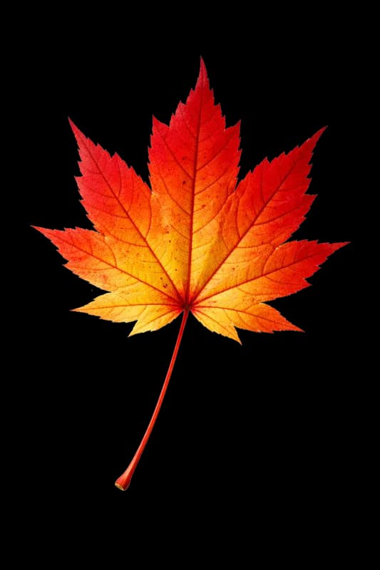 Folha de Bordo de Outono com Cores Vivas PNG fundo transparente