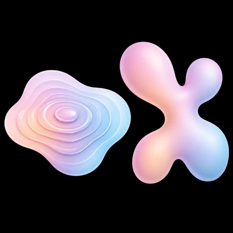 Formas abstratas fluidas 3D com degradê pastel PNG - 3D abstract fluid pastel gradient shapes PNG