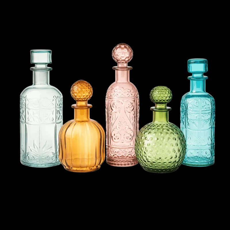 Garrafas Decorativas de Vidro Colorido com Rolha PNG fundo transparente - Garrafas Decorativas Vidro Colorful Rolha tran