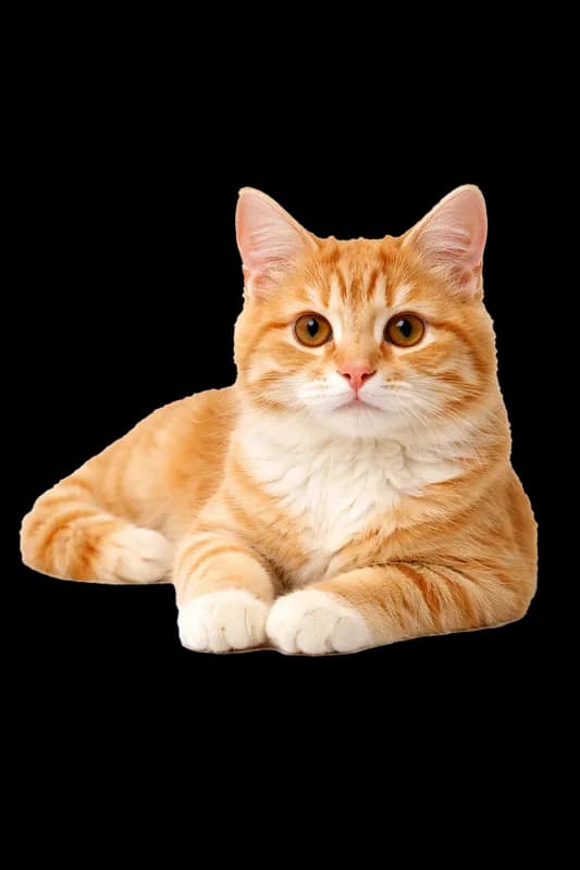 Gato Laranja Fofo Deitado em Fundo Branco PNG fundo transparente