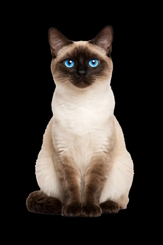 Gato Siamês com Olhos Azuis Intenso em Fundo Branco PNG fundo transparente