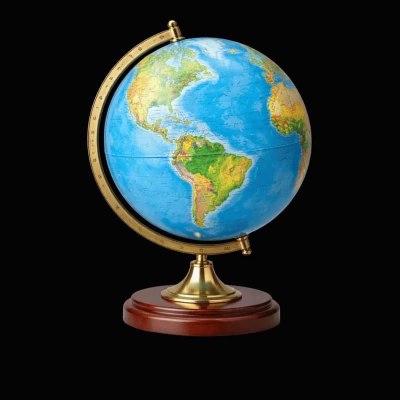Globo Terrestre Político-Físico com Base de Madeira PNG fundo transparente - Globe Earth Político Físico Base Madeira tr