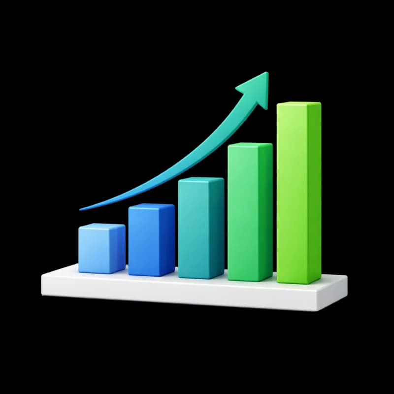 Gráfico de Crescimento 3D com Barras Coloridas PNG fundo transparente - Chart Growth 3d Barras Coloridas transparent bac