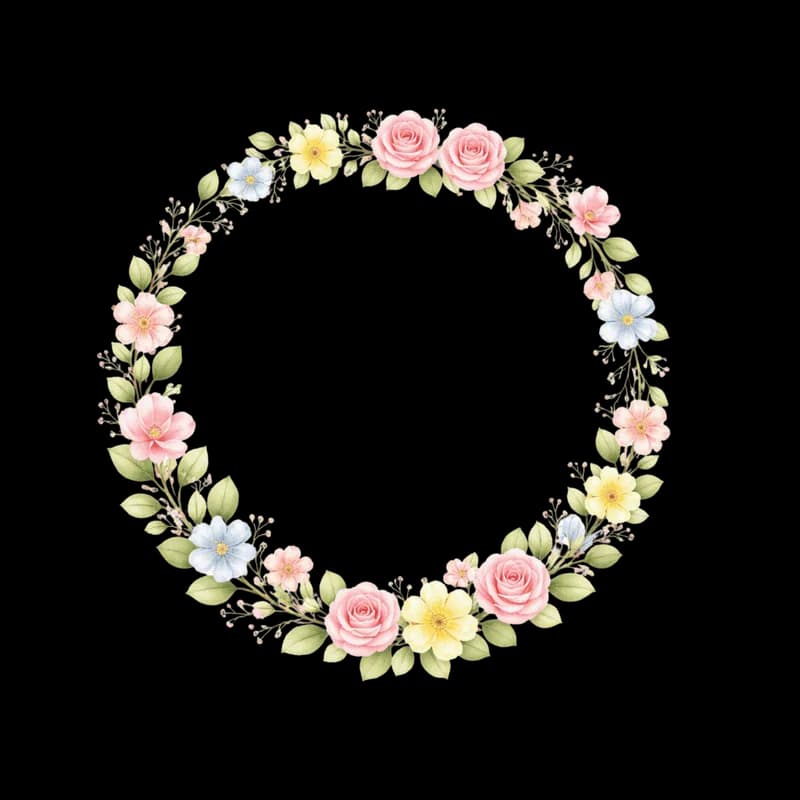 Grinalda de flores aquarela PNG fundo transparente - Watercolor floral wreath transparent background PNG