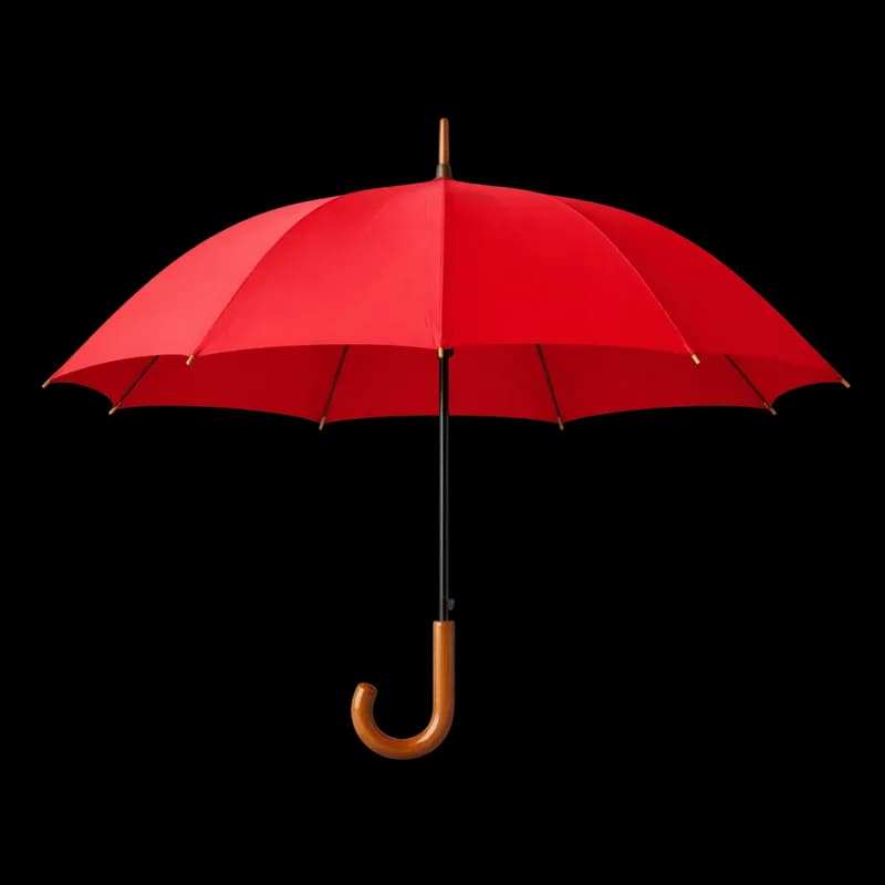 Guarda-chuva vermelho aberto com cabo de madeira PNG fundo transparente - Guarda Chuva Red Open Cable Madeira transparen