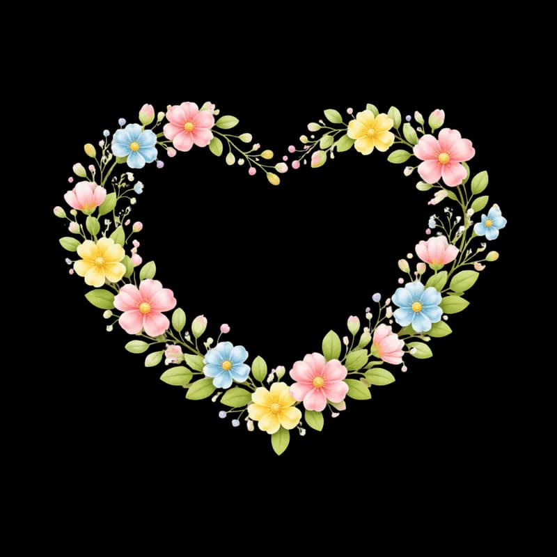 Guirlanda de Flores em Coração PNG fundo transparente - Floral Heart Wreath PNG transparent background