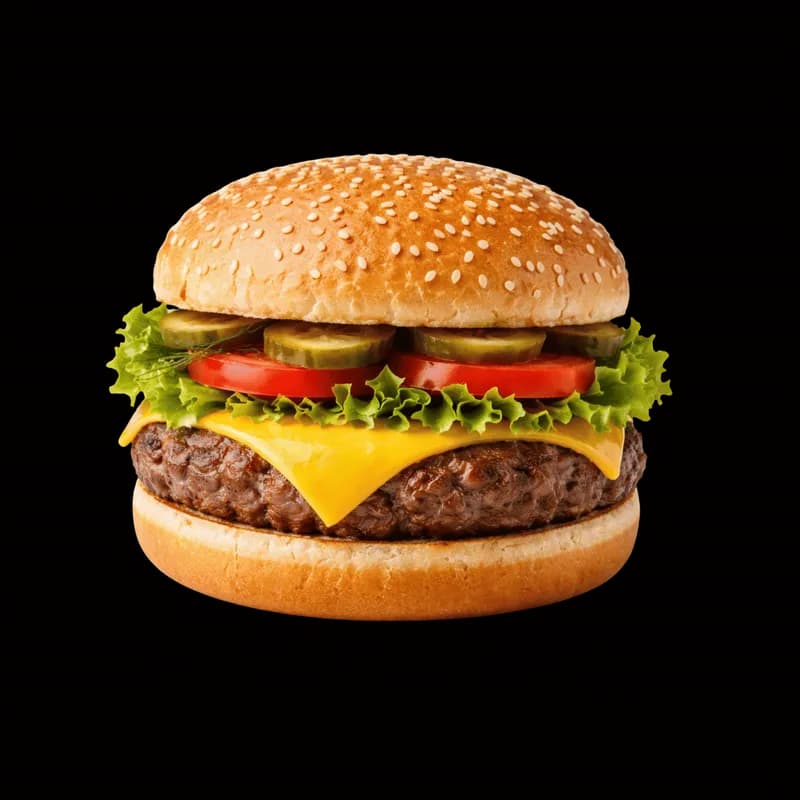 Hambúrguer Clássico com Queijo, Alface e Tomate PNG fundo transparente - Hamburger Classic Cheese Alface Tomato transpar