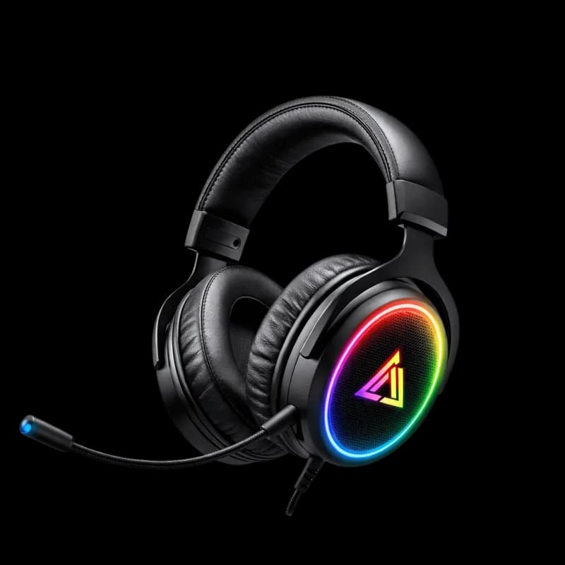 Headset Gamer RGB Preto com Microfone Ajustável PNG fundo transparente - Headset Gamer Rgb Black Microphone Adjustable t