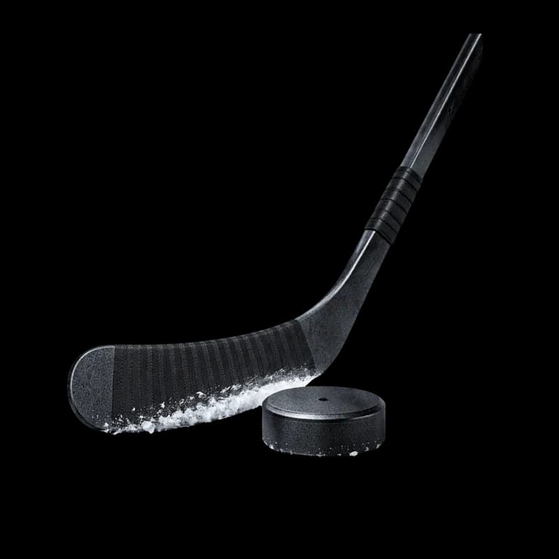 Hóquei no Gelo: Taco e Puck com Lascas de Gelo PNG fundo transparente - Hockey Gelo Taco Puck Lascas Gelo transparent ba