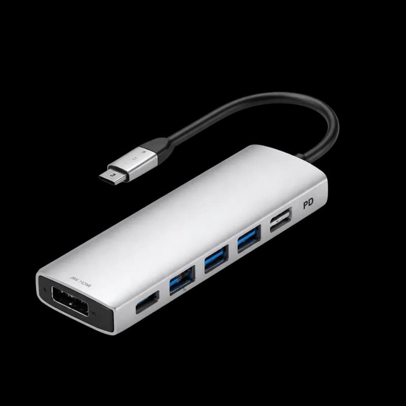 Hub USB-C 8 em 1 com HDMI 4K, USB 3.0 e Leitor de Cartões PNG fundo transparente - Hub Usb C 8 1 Hdmi 4k Usb 30 Leitor C