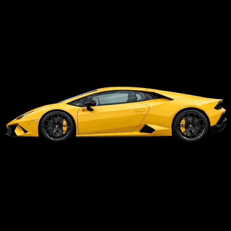 Lamborghini Huracán Amarelo Vista Lateral PNG fundo transparente - Lamborghini Huracán Yellow Vista Lateral transparent