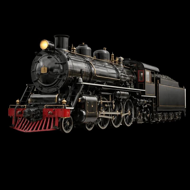 Locomotiva a Vapor Clássica Preta e Dourada PNG fundo transparente - Locomotiva Steam Classic Black Golden transparent b