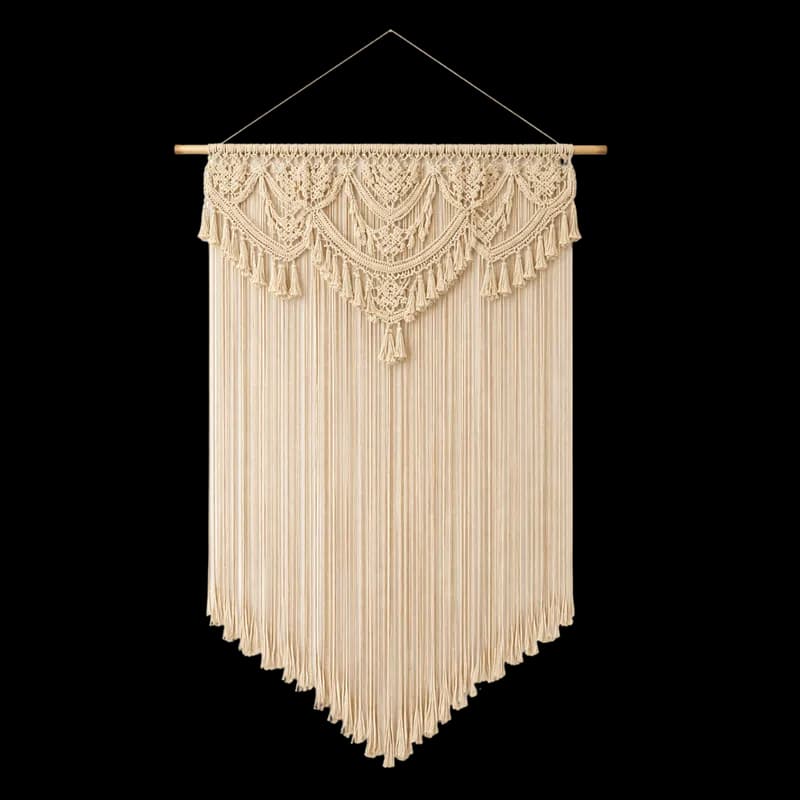 Macramê de Parede Artesanal Boho com Franjas PNG fundo transparente - Macramé Parede Handmade Boho Franjas transparent b