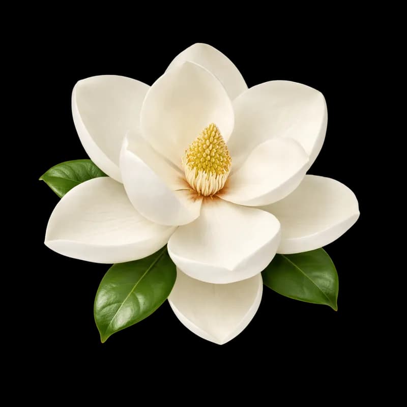 Magnólia Branca e Elegante com Folhas Verdes PNG fundo transparente - Magnolia White Elegant Leaves Green transparent ba