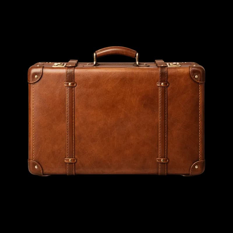 Mala de Viagem Clássica de Couro Marrom PNG fundo transparente - Suitcase Viagem Classic Couro Brown transparent backgro