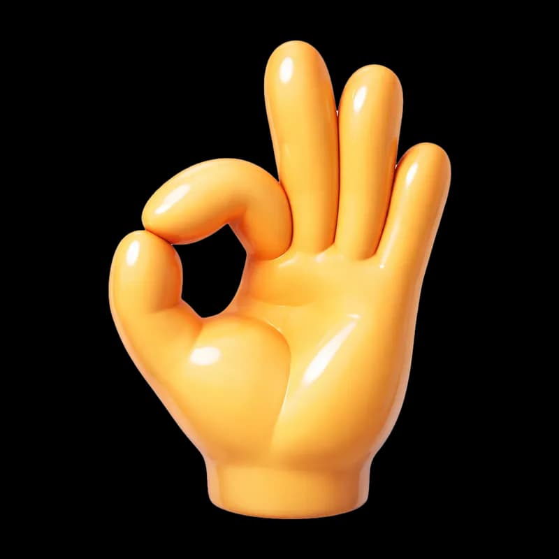 Mão 3D fazendo gesto de OK PNG fundo transparente