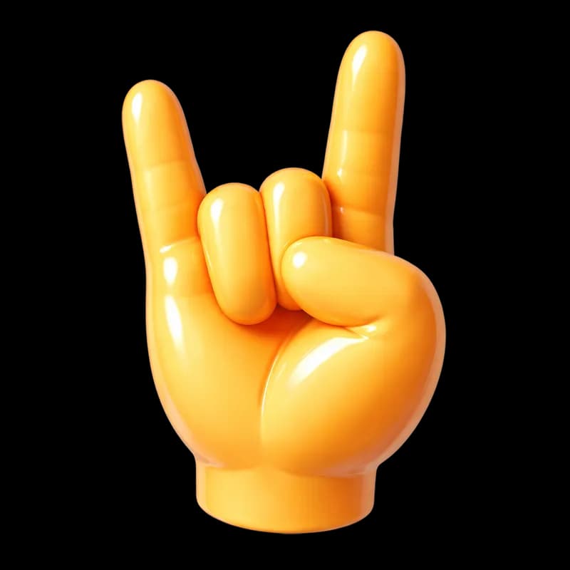 Mão Amarela em Sinal de Rock 'n' Roll (Corninhos) PNG fundo transparente