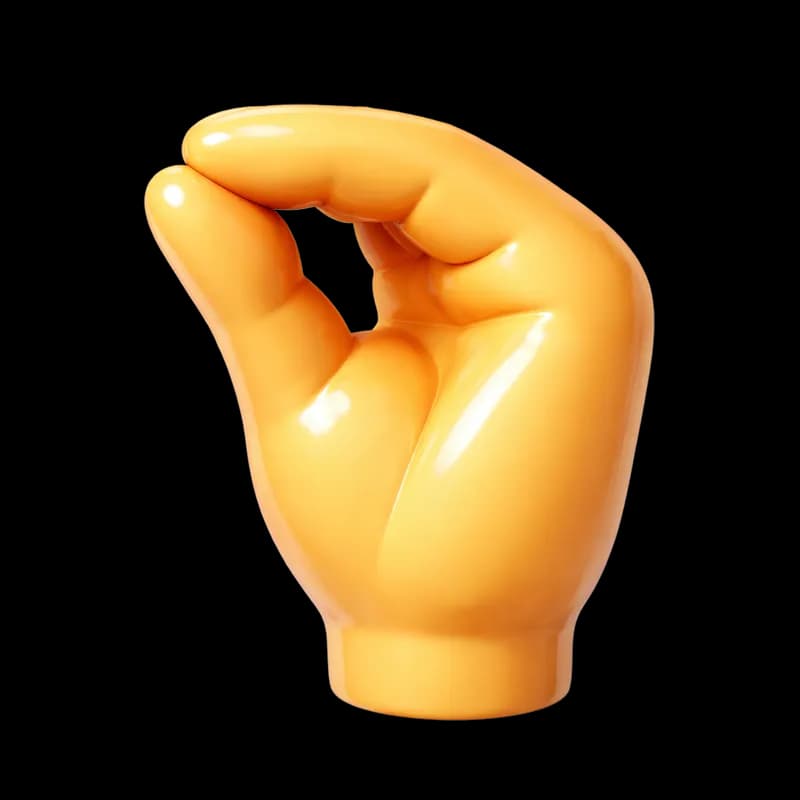 Mão Laranja Estilizada Fazendo Gesto de Pinça PNG fundo transparente