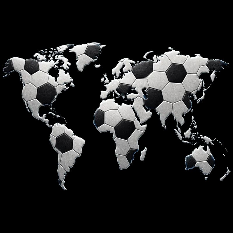 Mapa Mundi com Bolas de Futebol PNG fundo transparente - World Map Soccer Balls transparent background PNG