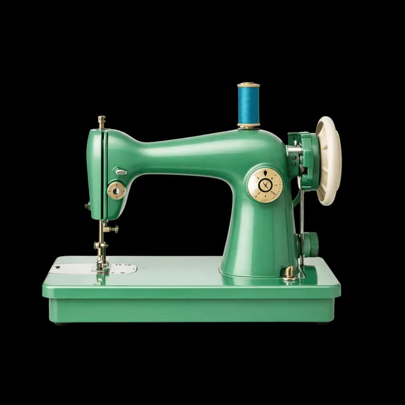 Máquina de Costura Verde Clássica com Fio Azul PNG fundo transparente - Machine Costura Green Classic Fio Blue transpare