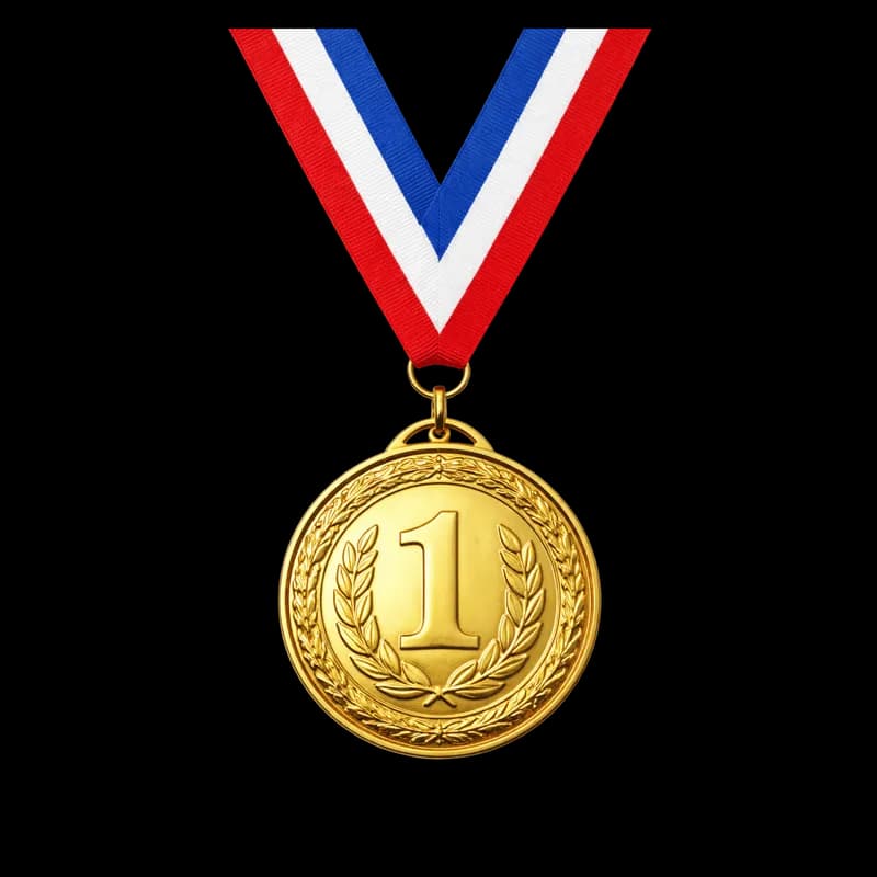 Medalha de Ouro de Primeiro Lugar com Fita Tricolor PNG fundo transparente - Medal Gold Primeiro Lugar Ribbon Tricolor t