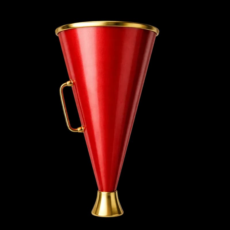 Megafone Clássico Vermelho e Dourado PNG fundo transparente