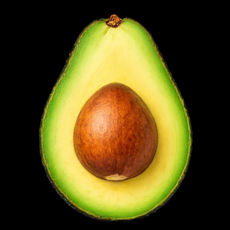 Metade de abacate fresco com caroço em fundo preto PNG fundo transparente - Metade Avocado Fresh Caroço Black transparen