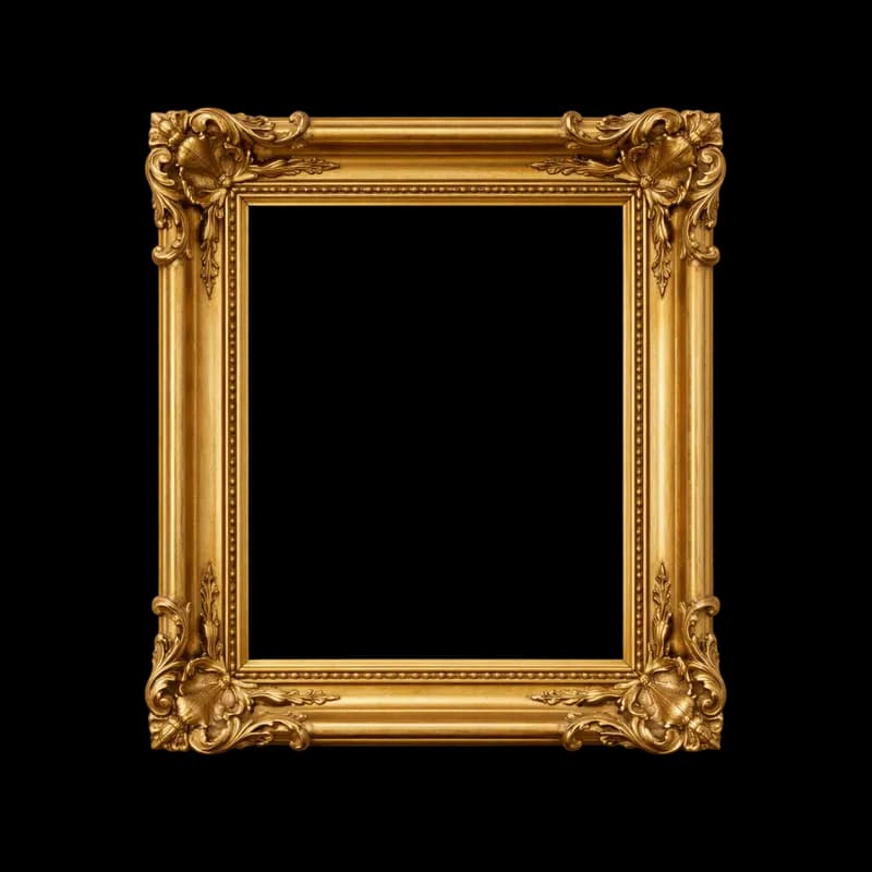 Moldura Dourada Clássica com Entalhes Ornamentados PNG fundo transparente - Frame Golden Classic Entalhes Ornamentados t