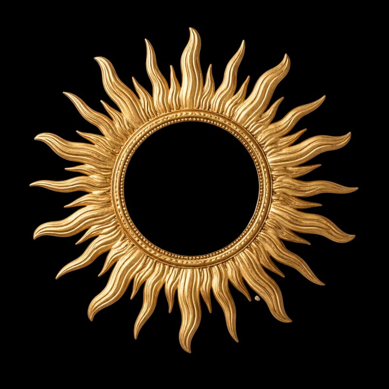 Moldura Dourada em Formato de Sol Radiante PNG fundo transparente - Frame Golden Formato Sun Radiante transparent backgr