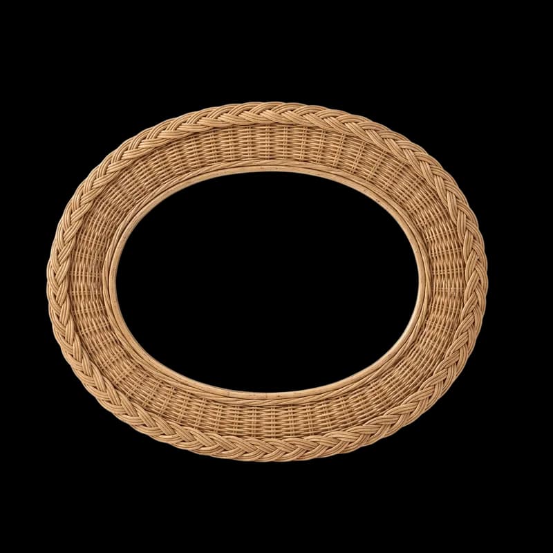 Moldura Oval de Rattan Artesanal PNG fundo transparente - Frame Oval Rattan Handmade transparent background PNG
