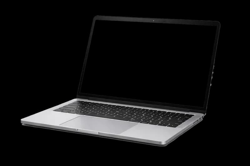 Notebook moderno com tela branca isolado PNG fundo transparente