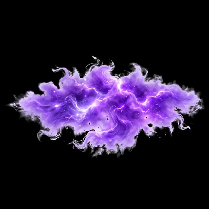 Nuvem de Energia Púrpura com Relâmpagos PNG fundo transparente