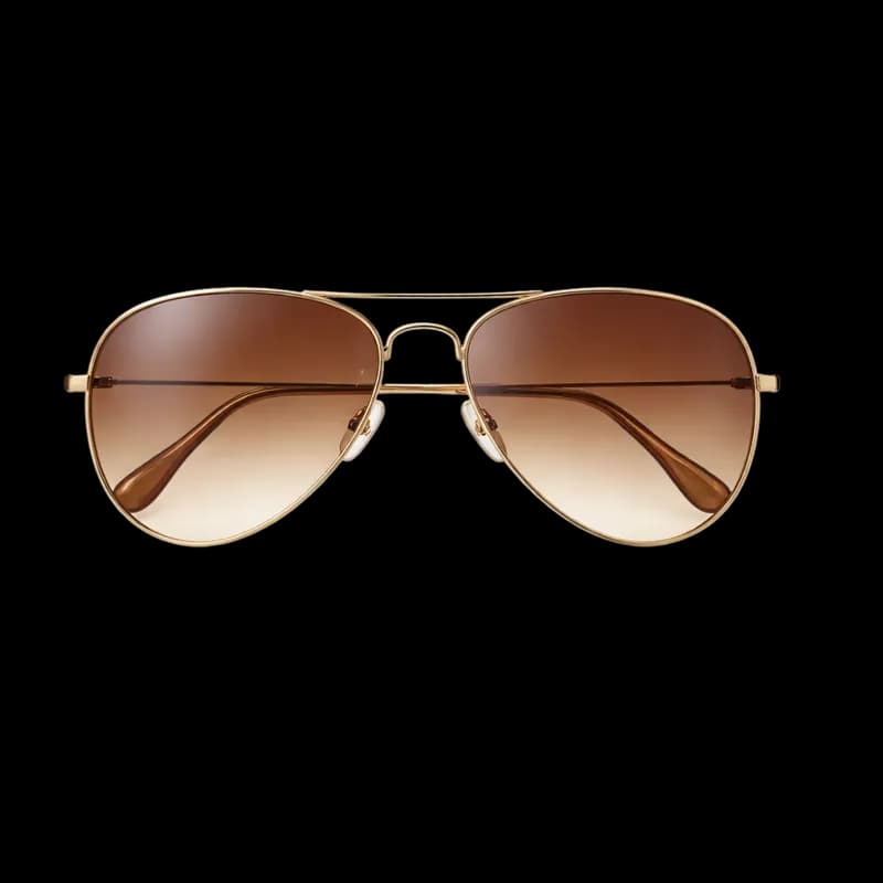 Óculos de Sol Aviador Dourado com Lentes Degradê Marrom PNG fundo transparente
