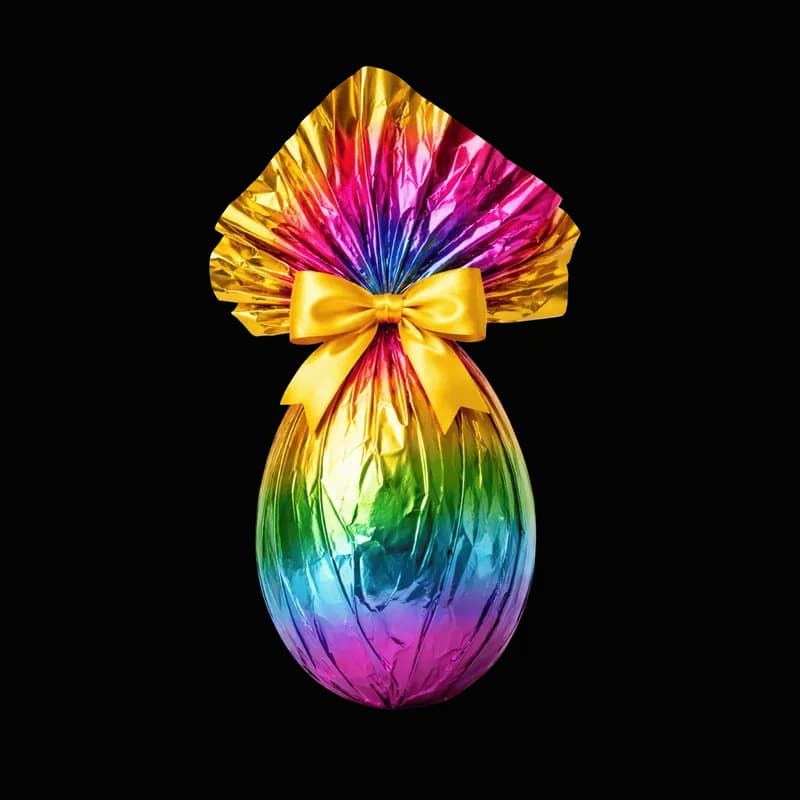 Ovo de Páscoa colorido com laço amarelo PNG - Colorful Easter egg with yellow bow transparent background PNG