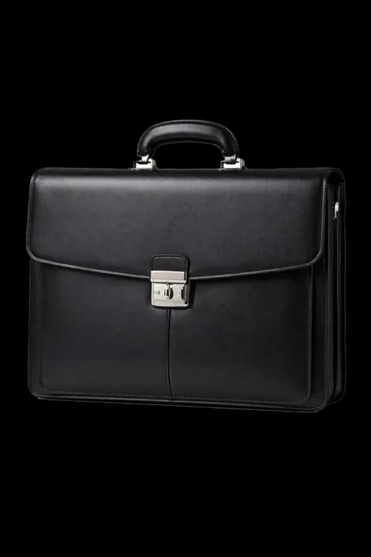 Pasta Executiva de Couro Preta com Fecho Metálico PNG fundo transparente