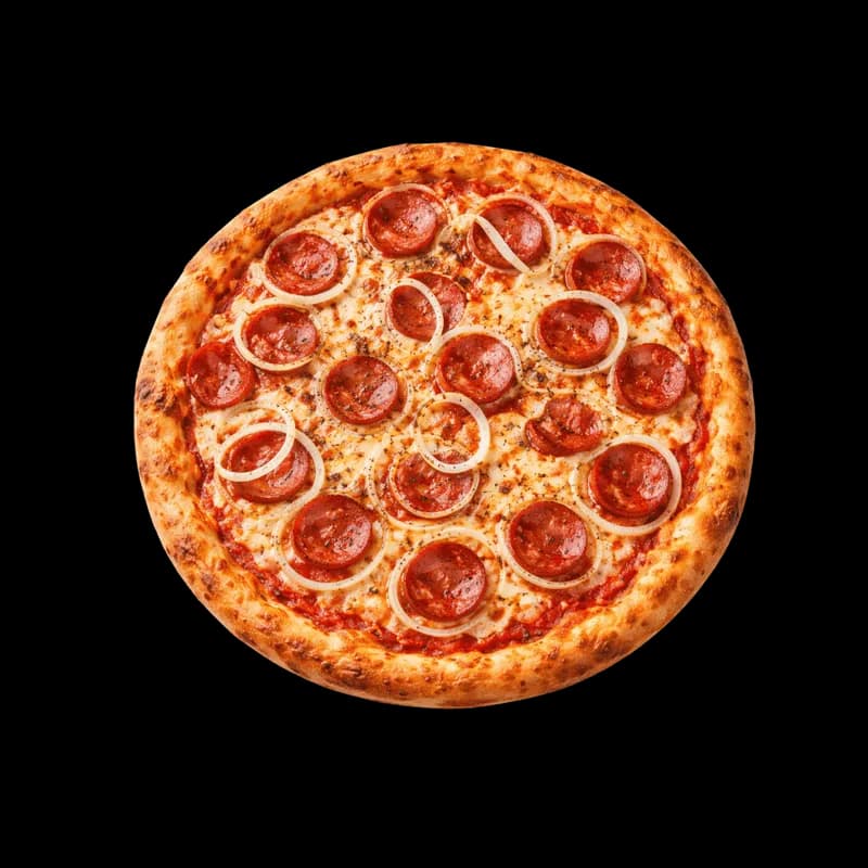 Pizza de Calabresa e Cebola com Borda Crocante PNG fundo transparente - Pizza Pepperoni Cebola Borda Crispy transparent