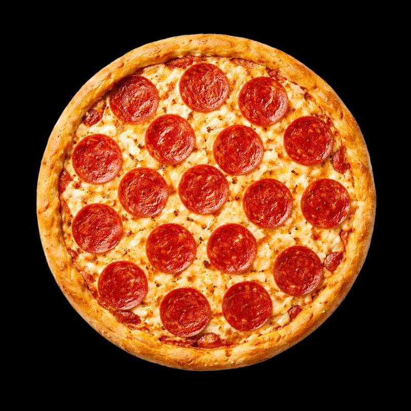 Pizza de Calabresa Redonda com Queijo e Borda Dourada PNG fundo transparente